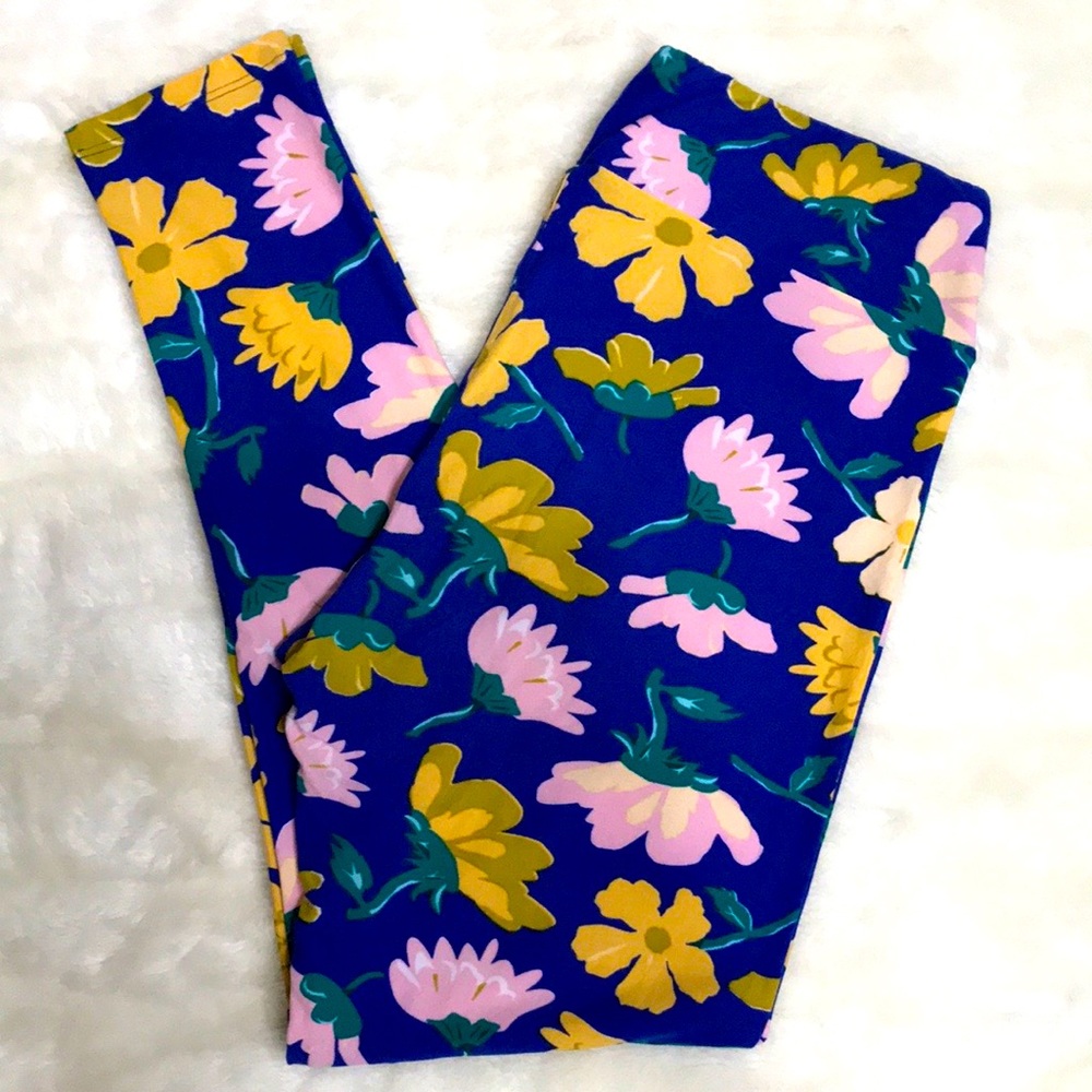 [LuLaRoe] Vintage TC yellow & pink floral leggings